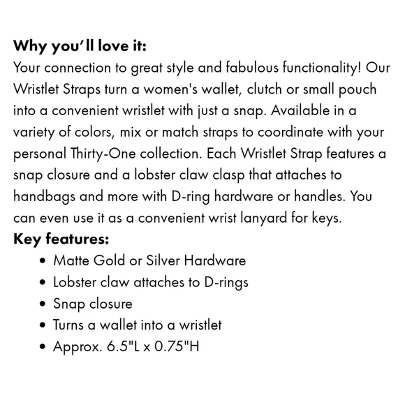 Thirty-one Rose Blush Pebble Wristlet Strap - Picture 2 of 2